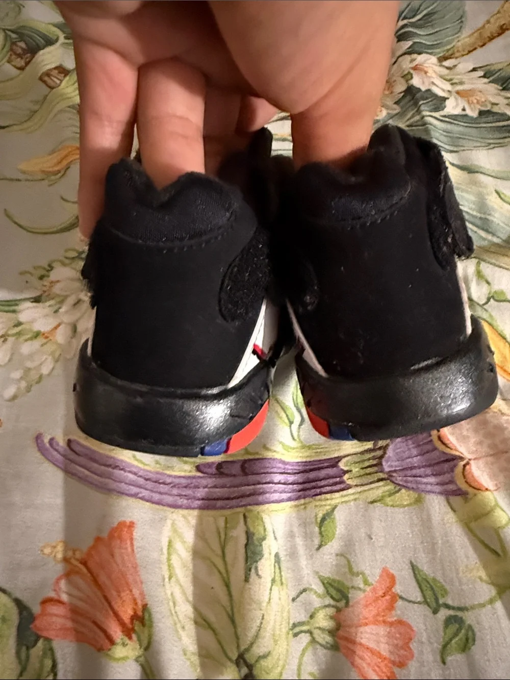 Jordan Black Suede Baby Walker Shoes with Red Accent